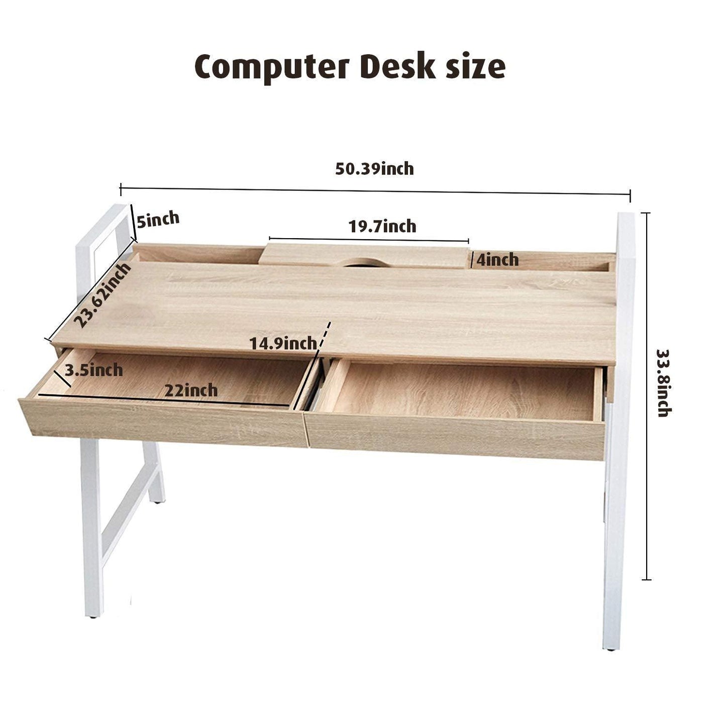 Wood Computer Desk Computer Table Writing Desk Workstation Study Home Office Furniture with Two Draw