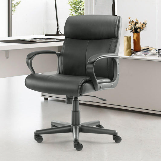 Executive Swivel Task Chair for Home and Office Adjustable Height Modern PU Leather