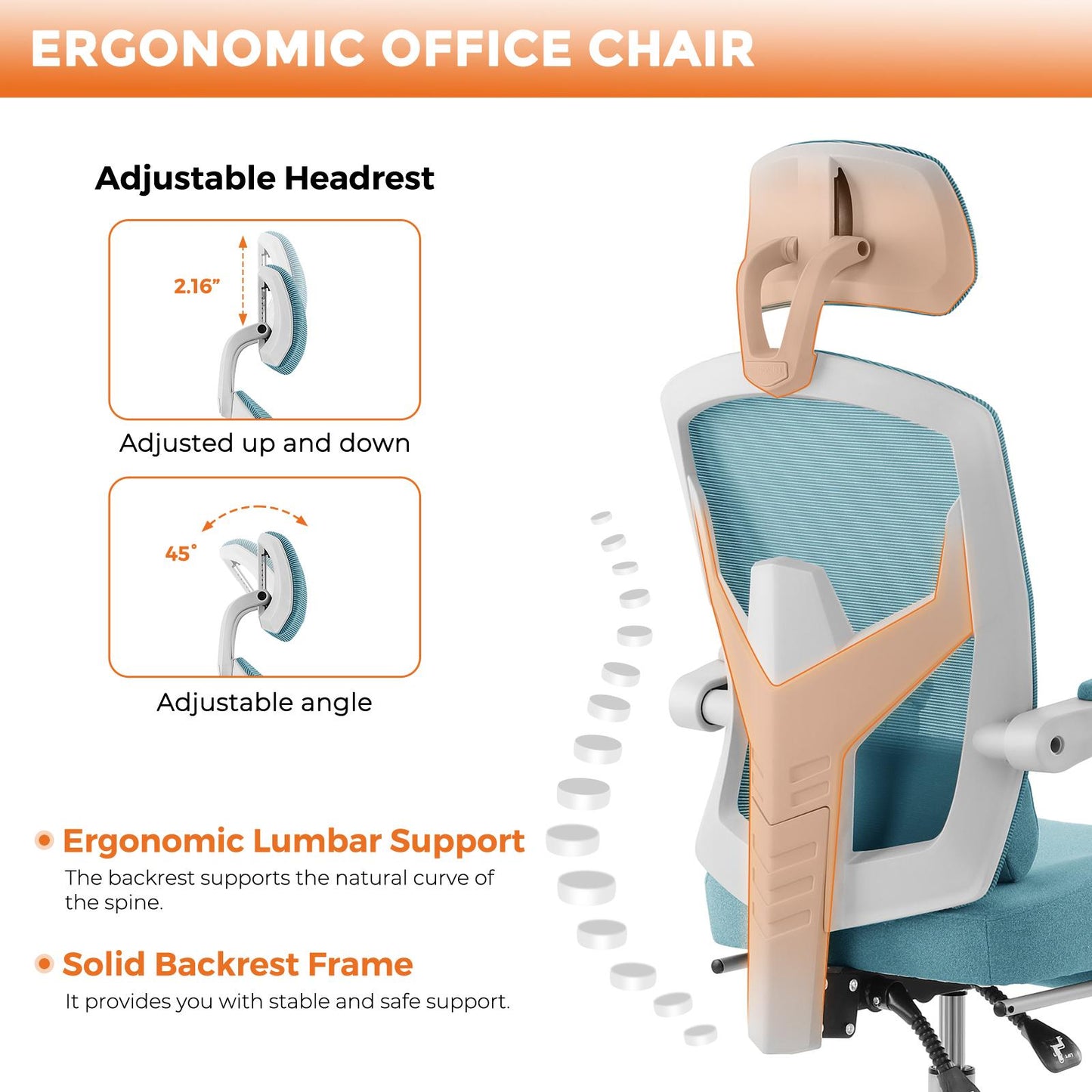 Gaming Ergonomic Foot Rest Reclining, High Back Mesh Home Office Computer Desk Chair