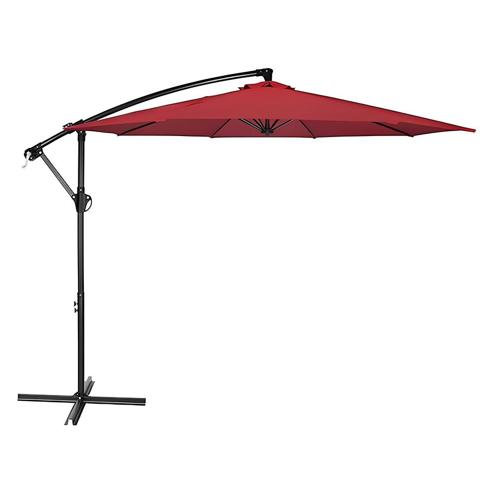 10 ft. Steel Cantilever Offset Outdoor Patio Umbrella with Crank Lift