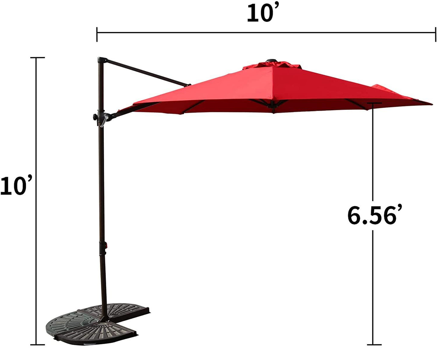 10FT Outdoor Aluminum Patio Umbrella （Cross Base Only, Fan Shaped Base Not Included）