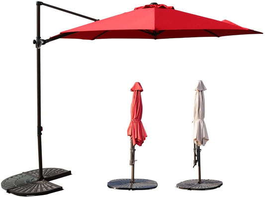 10FT Outdoor Aluminum Patio Umbrella （Cross Base Only, Fan Shaped Base Not Included）