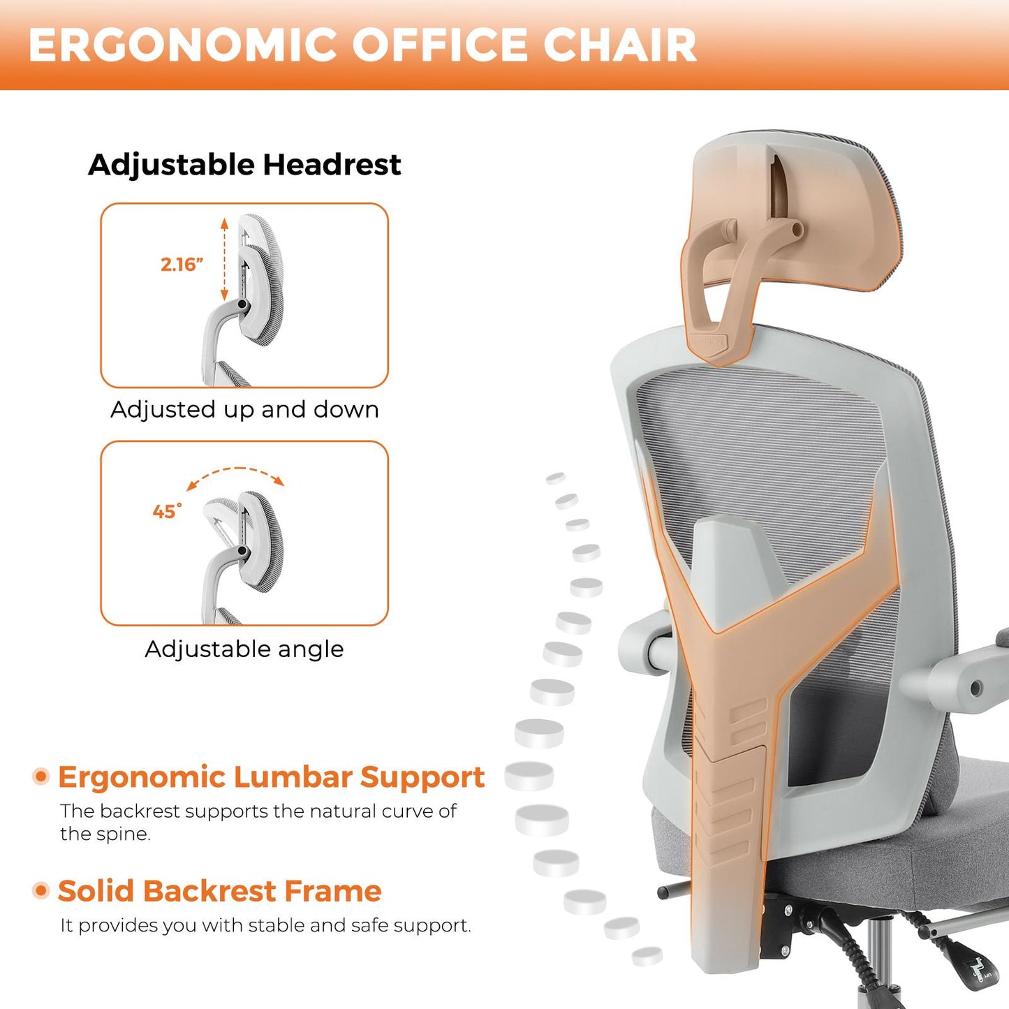 Gaming Ergonomic Foot Rest Reclining, High Back Mesh Home Office Computer Desk Chair