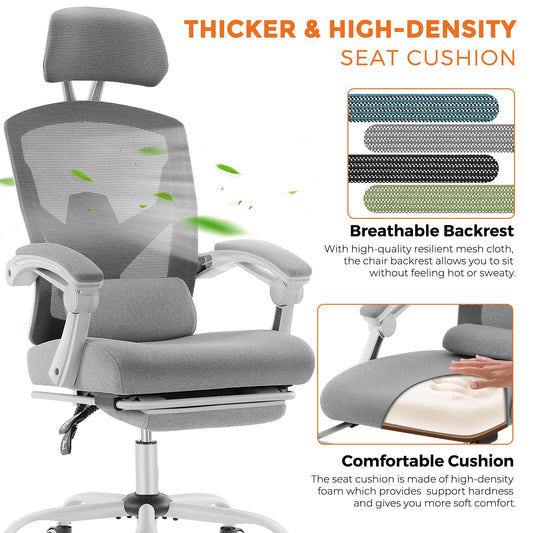 Gaming Ergonomic Foot Rest Reclining, High Back Mesh Home Office Computer Desk Chair