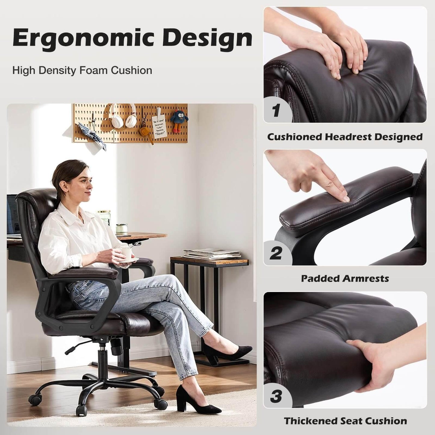 Big and Tall Office High Back Ergonomic Executive Desk Extra Wide Seat