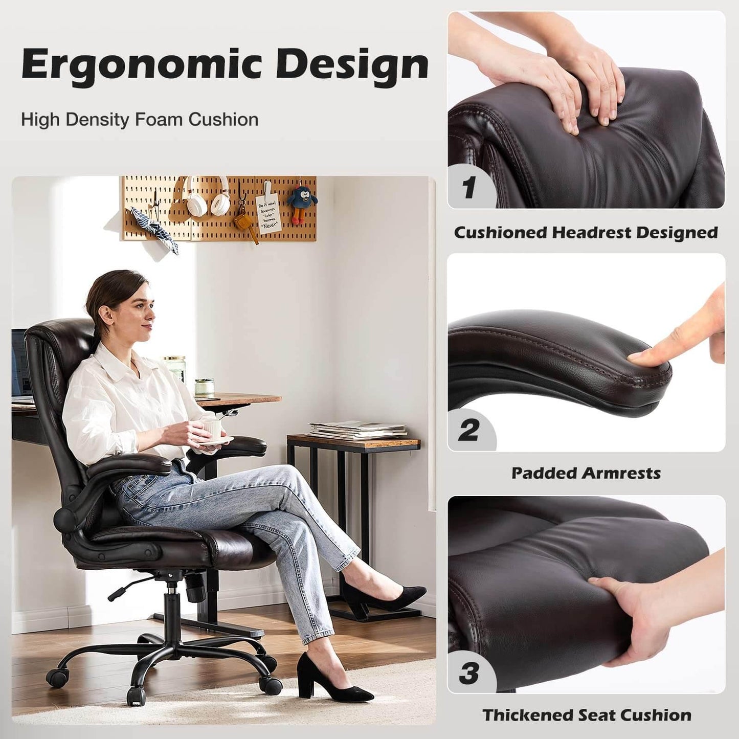 Big and Tall Office High Back Ergonomic Executive Desk Extra Wide Seat