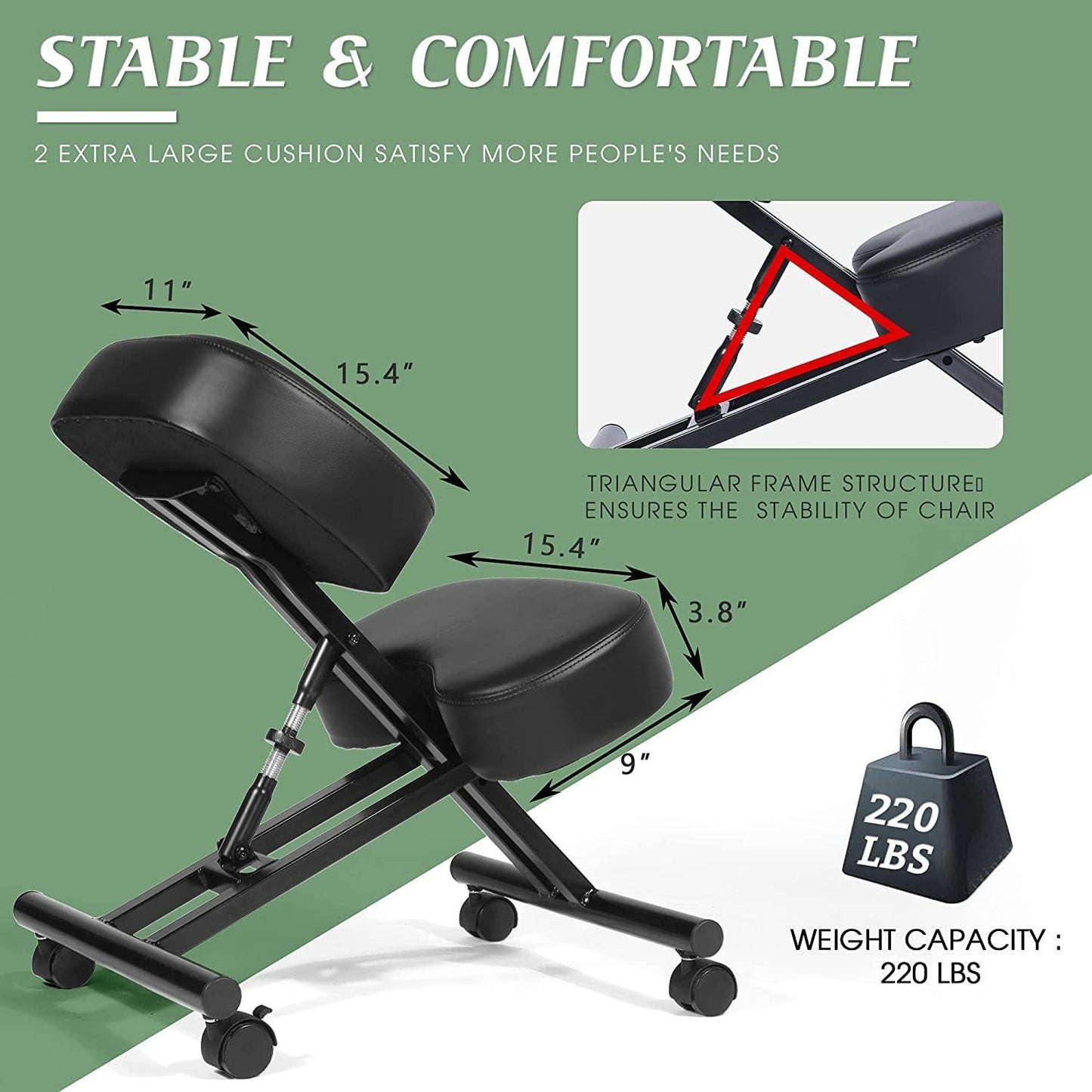 Ergonomic Kneeling Chair for Relieving Back Pain, Posture Correcting Knee Stool for Home Office Work